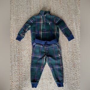Polo Ralph Lauren Childs S2 tartan plaid 2 piece sweatshirt and pant.